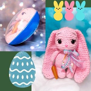 Handmade Crochet Baby Easter Bunny in Egg Plush Toy